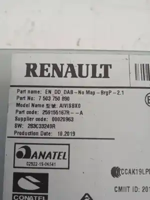 Автозапчастина б/у аудіо система / радіо cd для renault clio v intens 101 cv / 74 kw посилання на oem iam 259155167r  
