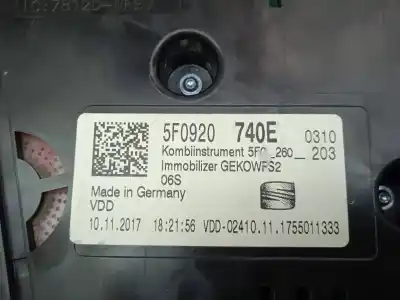 Second-hand car spare part dashboard for seat leon (5f1) style visio oem iam references 5f0920740e  