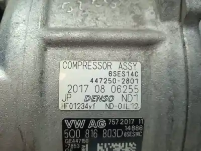 Second-hand car spare part air conditioning compressor for seat leon (5f1) style visio oem iam references 5q0816803d  
