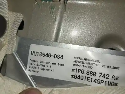 Peça sobressalente para automóvel em segunda mão airbag de cortina dianteiro direito por seat leon (1p1) 1.9 tdi referências oem iam 1p0880742a