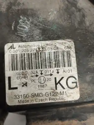 Second-hand car spare part LEFT HEADLIGHT for HONDA CIVIC BERLINA 5 (FK)  OEM IAM references 33150SMGG122  