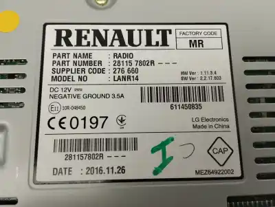 Автозапчастина б/у gps навігаційна система для renault espace v (jr_) 1.6 dci 160 посилання на oem iam 281157802r  