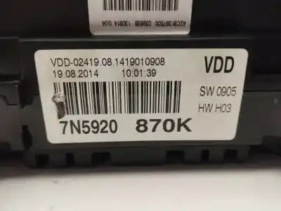 Pièce détachée automobile d'occasion COMPTEUR DE VITESSE TABLEAU DE BORD pour SEAT ALHAMBRA (710, 711)  Références OEM IAM 7N5920870K  