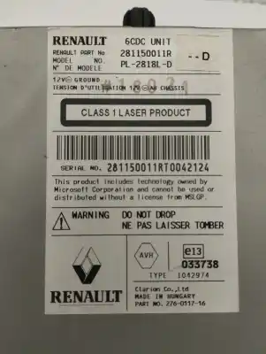 Peça sobressalente para automóvel em segunda mão sistema de áudio / rádio cd por renault laguna iii initiale referências oem iam 281150011r  