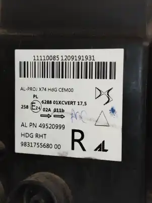 Pezzo di ricambio per auto di seconda mano faro anteriore destro per ds 7 crossback e-tense be chic riferimenti oem iam 9831755680  