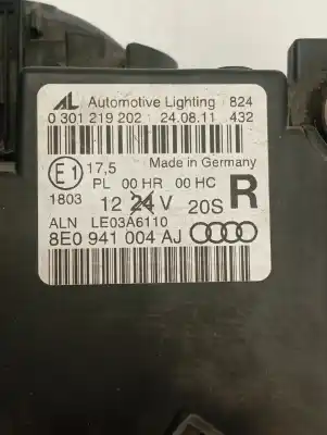 Second-hand car spare part right headlight for audi a4 berlina (8e) 2.0 tdi 16v (103kw) oem iam references 8e0941004aj  
