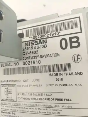 Pezzo di ricambio per auto di seconda mano impianto audio / radio cd per nissan leaf n-connecta riferimenti oem iam 259155sj0b  
