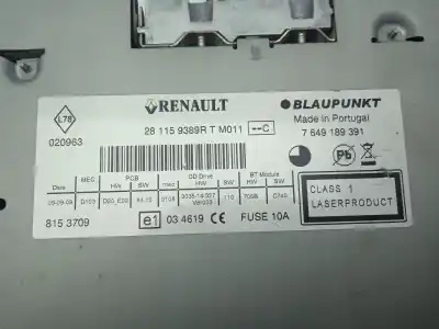 Pezzo di ricambio per auto di seconda mano impianto audio / radio cd per renault scenic iii expression riferimenti oem iam 281159389r  